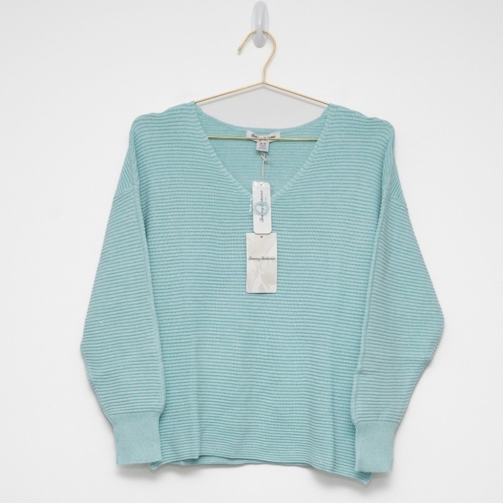 Tommy Bahama -‎ Bonita Sequin Ottoman V-Neck Sweater - Picture 2 of 7
